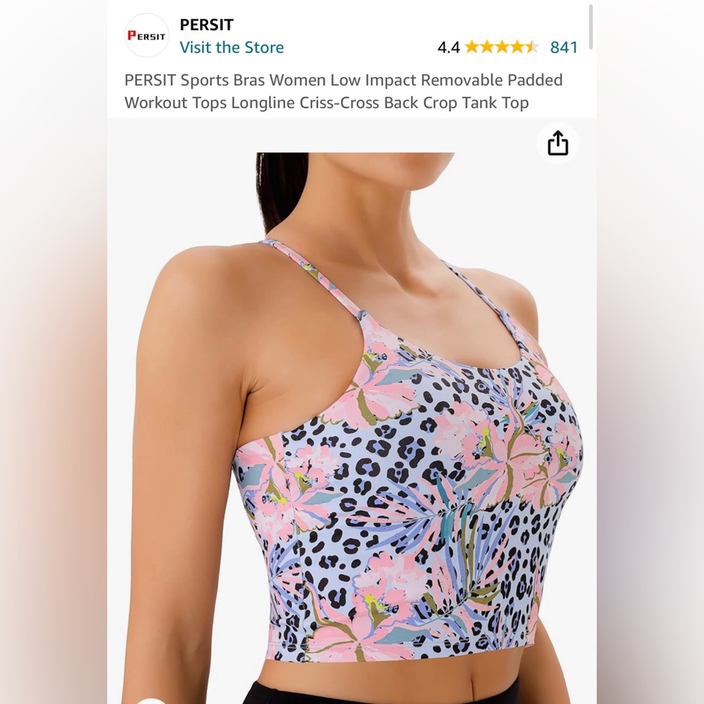 NWT PERSIT Low Impact Sports Bra Workout Top Criss-Cross Back Crop Tank Size XS